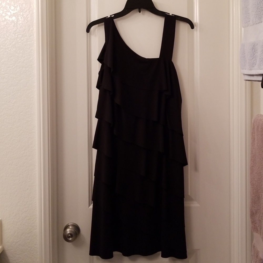 Maggy London Tiered Ruffle Black Dress